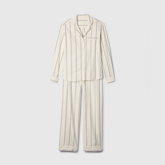 NWT Gap Body Flannel PJ Ivory and Black Stripe Set Size XS - Picture 3 of 6
